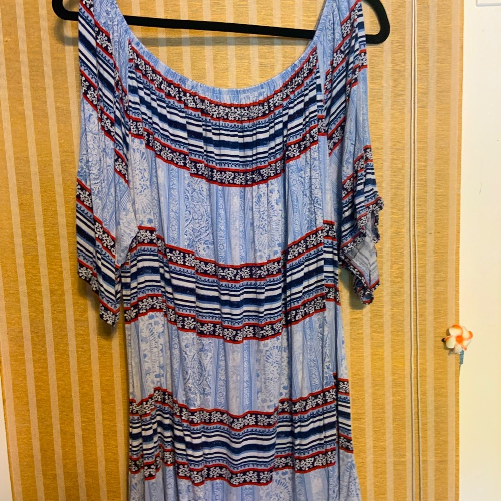 Striped Lane Bryant cold shoulder top